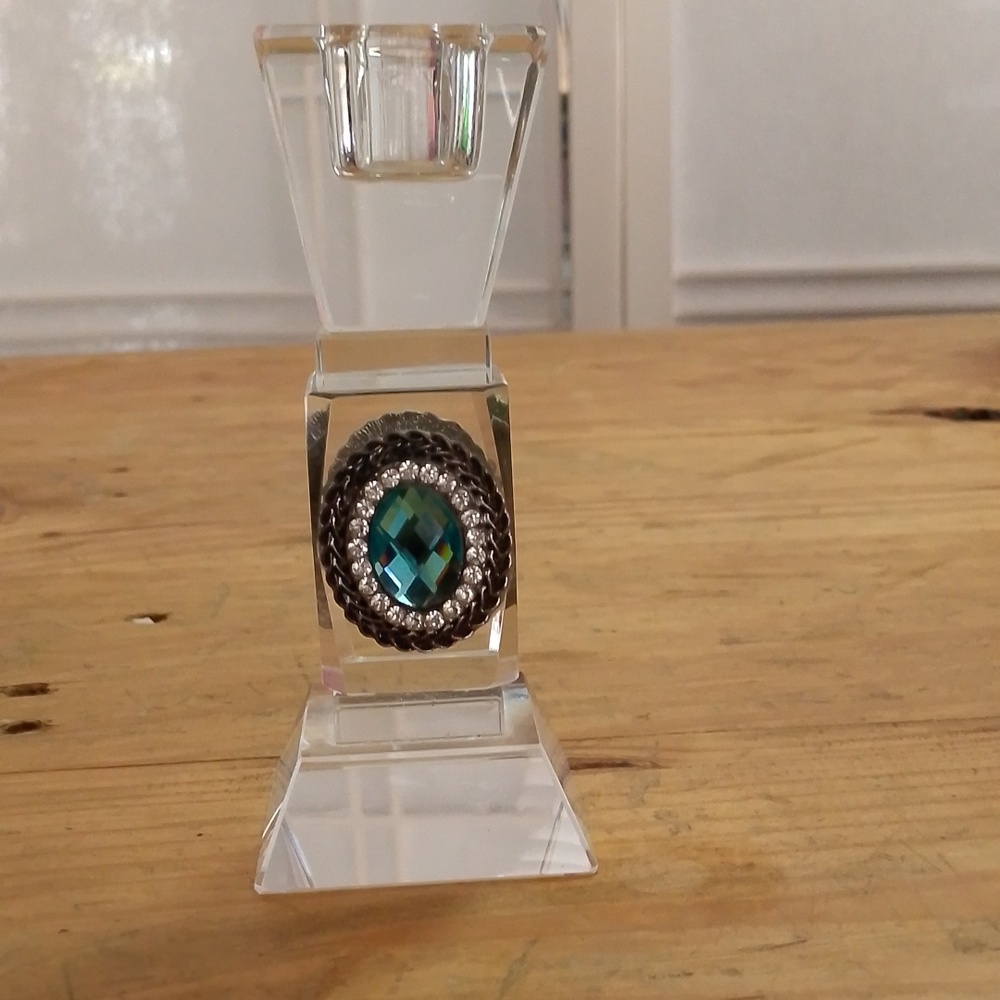Crystal Pedestal Jeweled Candlestick Holder